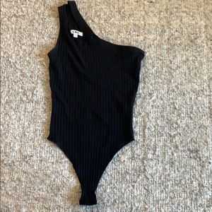 One Shoulder Cutout LNA Bodysuit Ribbed